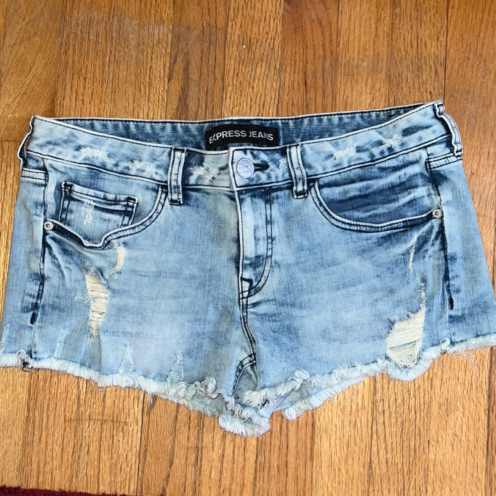 Express Acid Wash Denim Shorts